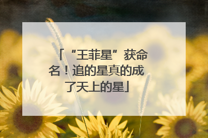 “王菲星”获命名！追的星真的成了天上的星