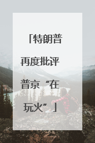 特朗普再度批评普京“在玩火”