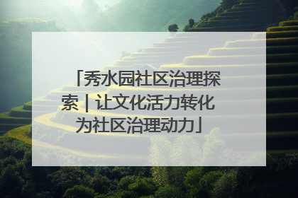 秀水园社区治理探索｜让文化活力转化为社区治理动力