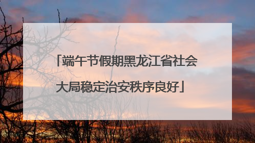 端午节假期黑龙江省社会大局稳定治安秩序良好