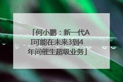 何小鹏：新一代AI可能在未来3到4年间催生超级业务