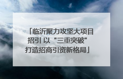 临沂聚力攻坚大项目招引 以“三重突破”打造招商引资新格局