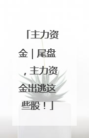 主力资金｜尾盘，主力资金出逃这些股！