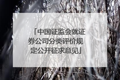 中国证监会就证券公司分类评价规定公开征求意见