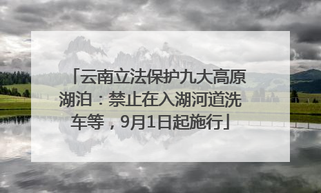 云南立法保护九大高原湖泊：禁止在入湖河道洗车等，9月1日起施行
