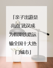 亲子出游是亮点 武汉成为假期铁路运输全国十大热门城市
