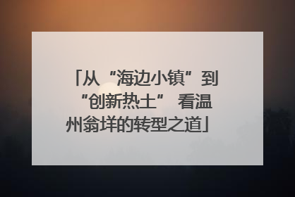 从“海边小镇”到“创新热土” 看温州翁垟的转型之道