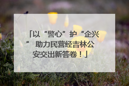 以“警心”护“企兴” 助力民营经吉林公安交出新答卷！
