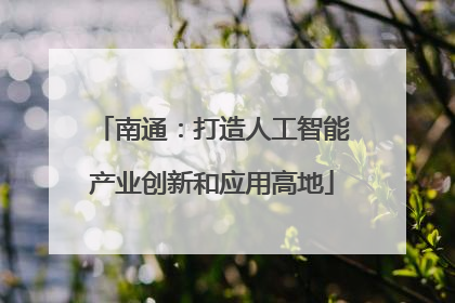 南通：打造人工智能产业创新和应用高地