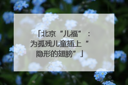 北京“儿福”：为孤残儿童插上“隐形的翅膀”