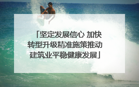坚定发展信心 加快转型升级精准施策推动建筑业平稳健康发展