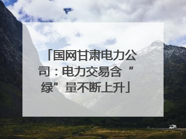 国网甘肃电力公司：电力交易含“绿”量不断上升