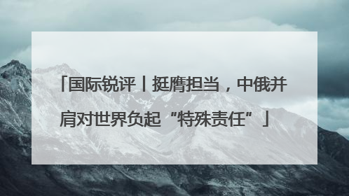 国际锐评丨挺膺担当，中俄并肩对世界负起“特殊责任”