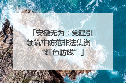 安徽无为：党建引领筑牢防范非法集资“红色防线”