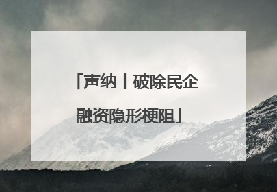 声纳丨破除民企融资隐形梗阻