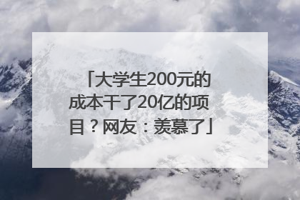 大学生200元的成本干了20亿的项目？网友：羡慕了
