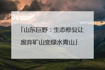 山东巨野：生态修复让废弃矿山变绿水青山