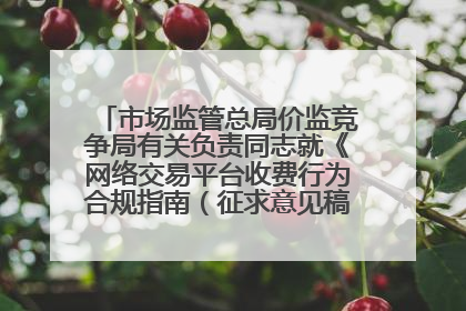 市场监管总局价监竞争局有关负责同志就《网络交易平台收费行为合规指南（征求意见稿）》答记者问