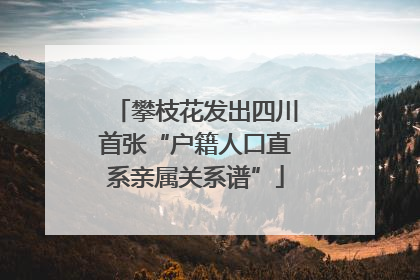 攀枝花发出四川首张“户籍人口直系亲属关系谱”