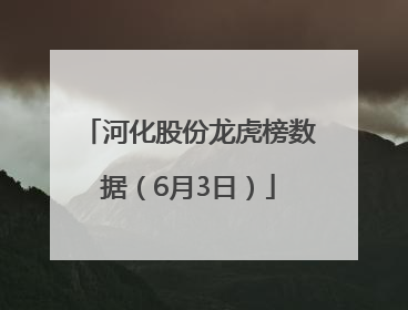 河化股份龙虎榜数据（6月3日）