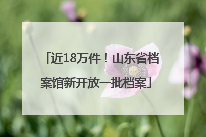近18万件！山东省档案馆新开放一批档案