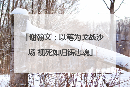 谢翰文：以笔为戈战沙场 视死如归铸忠魂
