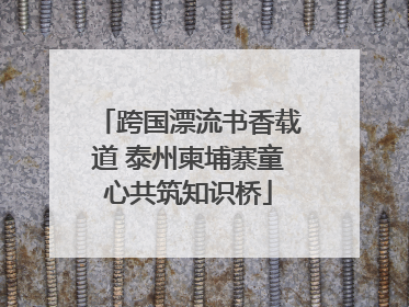 跨国漂流书香载道 泰州柬埔寨童心共筑知识桥
