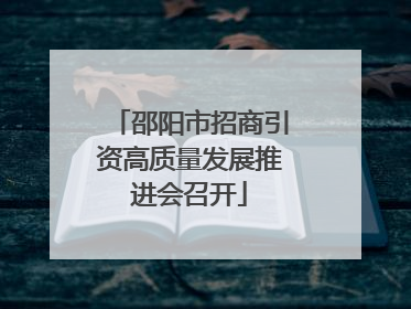 邵阳市招商引资高质量发展推进会召开