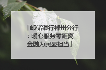 邮储银行郴州分行：暖心服务零距离 金融为民显担当