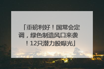 重磅利好！国常会定调，绿色制造风口来袭！12只潜力股曝光