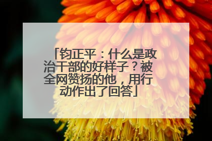 钧正平：什么是政治干部的好样子？被全网赞扬的他，用行动作出了回答