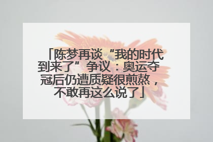 陈梦再谈“我的时代到来了”争议：奥运夺冠后仍遭质疑很煎熬，不敢再这么说了