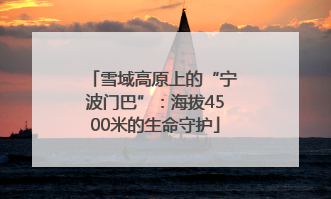 雪域高原上的“宁波门巴”：海拔4500米的生命守护