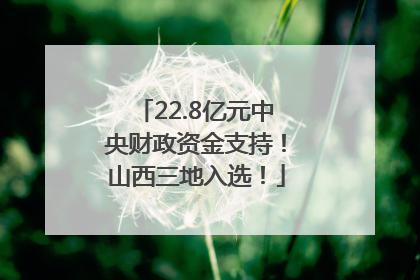 22.8亿元中央财政资金支持！山西三地入选！